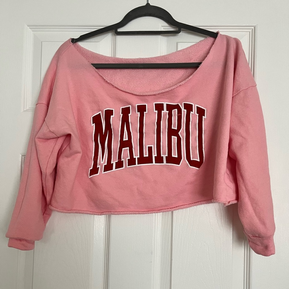 Fashion Nova / Off-Shoulder Long Sleeves Cropped Shirt / Letter Printing / XS